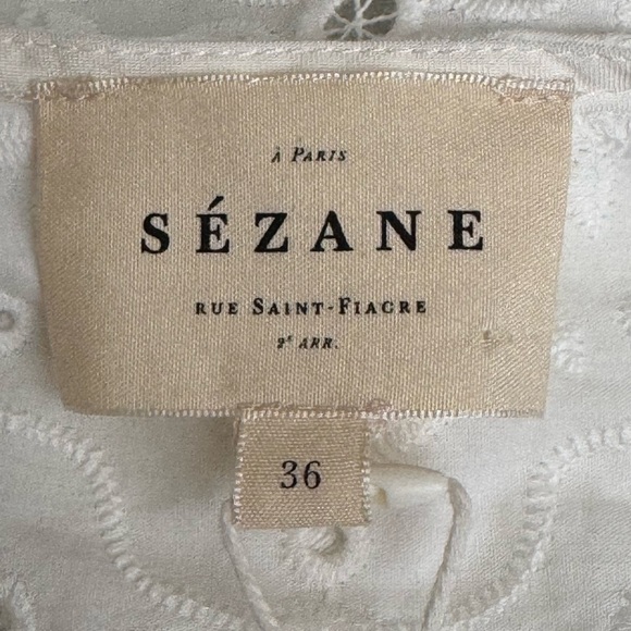 NWT Sézane Roni Embroidered Tank Top Blouse White Size: 36 (S, 4) - Picture 6 of 14